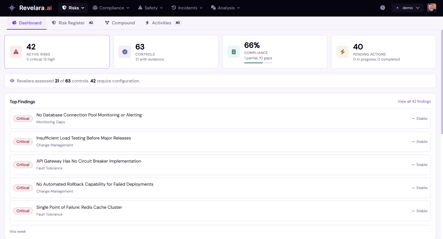 Revelara.ai Risk Overview Dashboard